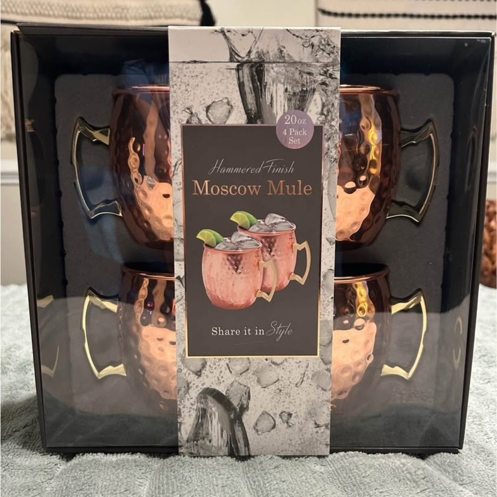 Set of 4 Copper Finish Moscow Mule Mug Set